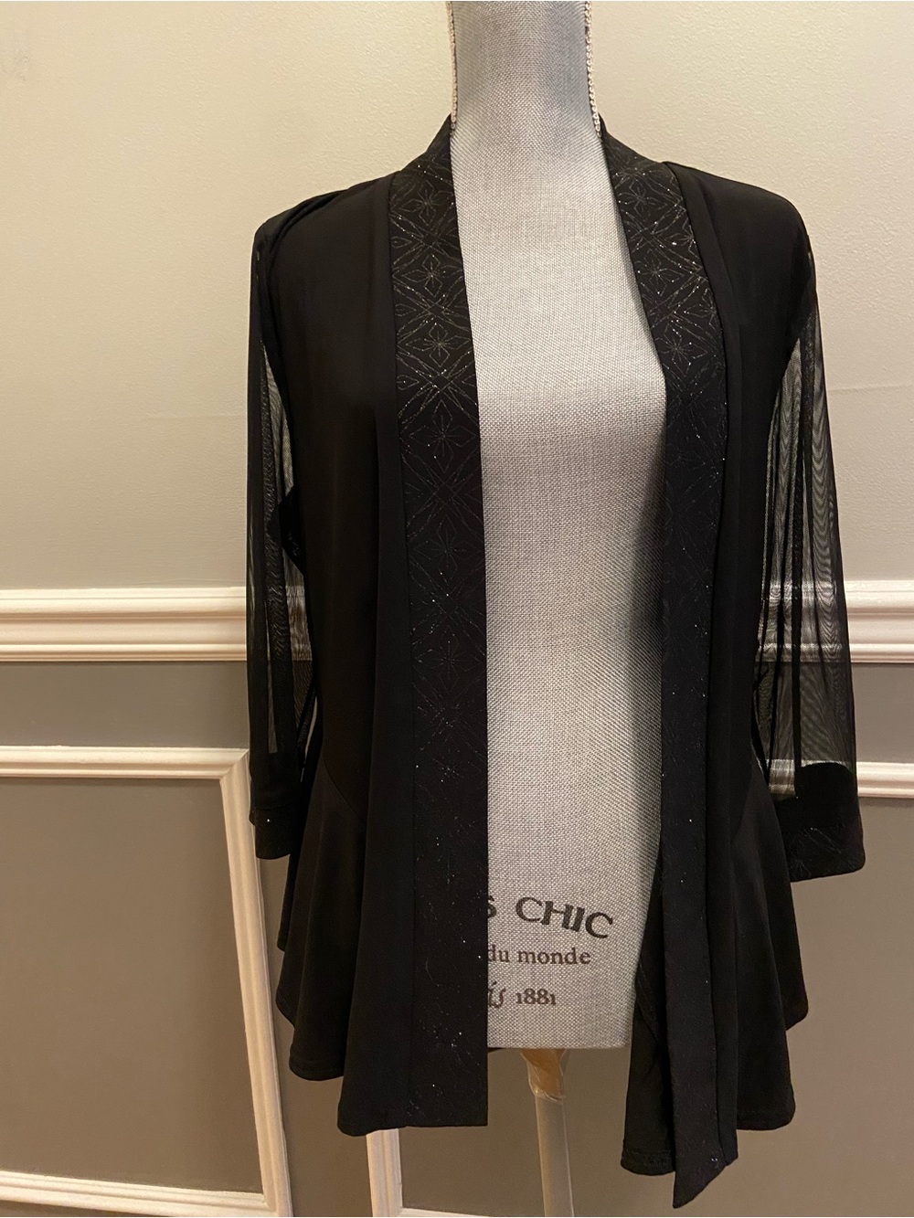 Black Jacket w/ Black Stretchy Dress Pants Set Size XL / 22W Open Front NEW